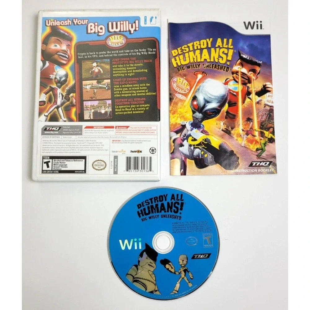 DESTROY ALL HUMANS! BIG WILLY UNLEASHED -  NINTENDO Wii‎ GAME - COMPLETE!
